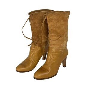 Vintage 1980s Reed Evins sz 8 Made in Italy Leather Suede Calf High Heel Boots